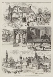 Skizzen in Chalfont St Giles, Buckinghamshire, mit Miltons Cottage